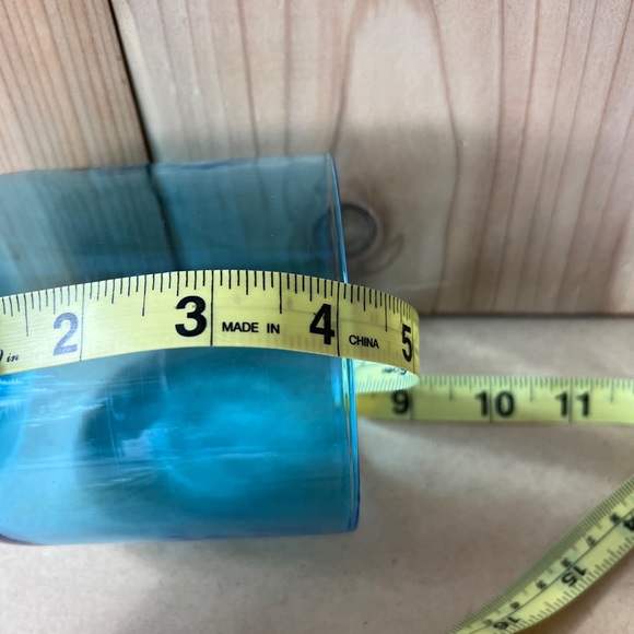 vintage blue glass pillar candle holder - Picture 3 of 5